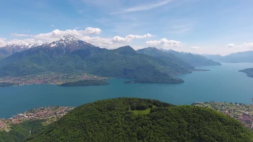 Aerial Landscape on Como Lake Between Mountains