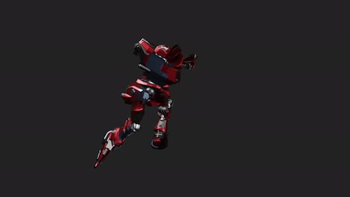Animated 3D Red Robot Performing Dynamic Movements