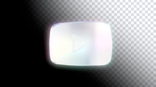 3D Glass Play Button Icon Rotating Animation