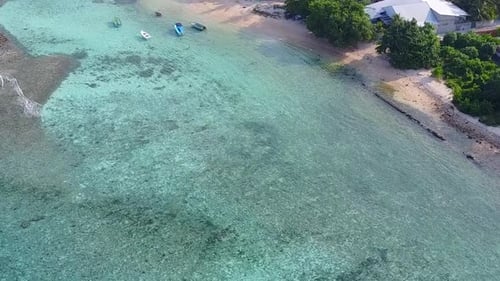 Wide angle nature of tourist beach journey by sea and sand background before sunset