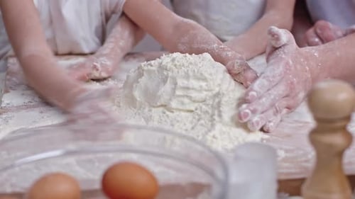 Forming Pile of Flour