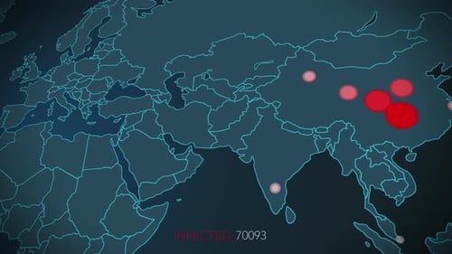 Global Map with Spreading Infection Data Visualization