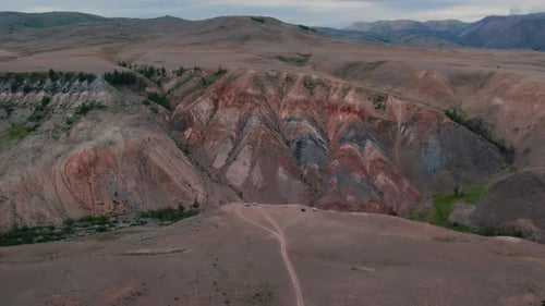 Kyzyl-Chin valley with red mountains also called as Mars valley in Altai