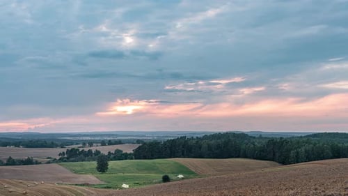 Scenic Farmland at Sunrise or Sunset