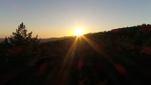 Aerial Drone View of Highlands in Portugal at Sunset