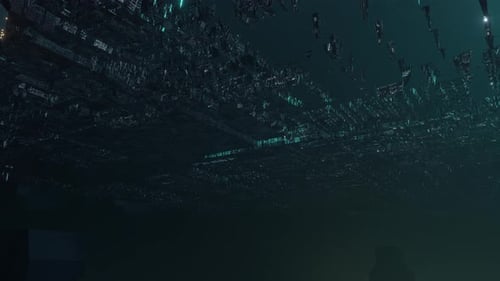 Futuristic Digital Cityscape with Glowing Lights Animation