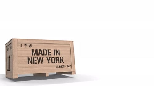 Crate with MADE IN NEW YORK Text
