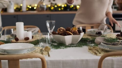 Elegant Christmas Table Setting in Home