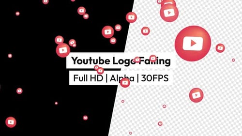Smooth Falling YouTube Logo Icons Overlay