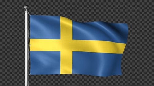 Seamless Loop of Waving Swedish Flag with Alpha Channel