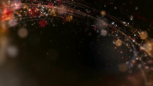 Festive Glowing Particle Background with Snowflakes