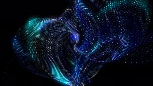 Futuristic Blue Green Particle Wave Motion Background