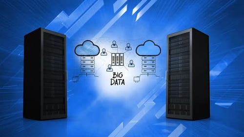 Futuristic Big Data Network with Cloud Servers Animation