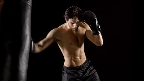 Athletic Male Workout Boxing Slow-Motion