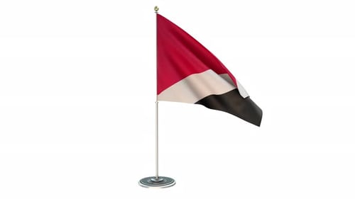 Waving Red White Black Flag on Table Stand