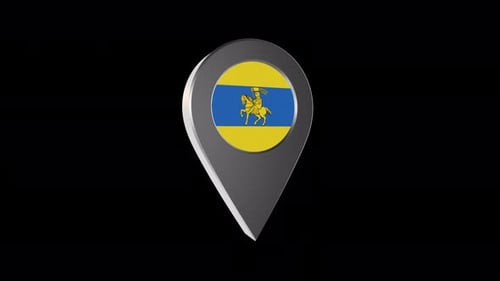 3d Animation Map Navigation Pointer With Flag Of Schwerin (Germany) With Alpha Channel - 4K