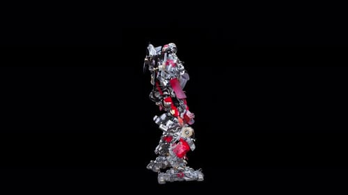 Metallic Red Sci-Fi Robot Performing Dynamic Dance Animation