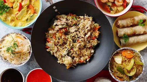 Chinese Food Set. Asian Style Food Concept Composition.