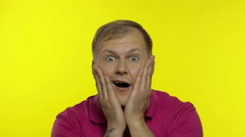 Shocked Man Reacting with Surprise Close Up