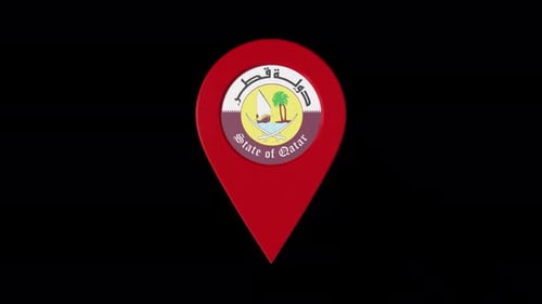3D Rotating Map Pin with Qatar National Emblem