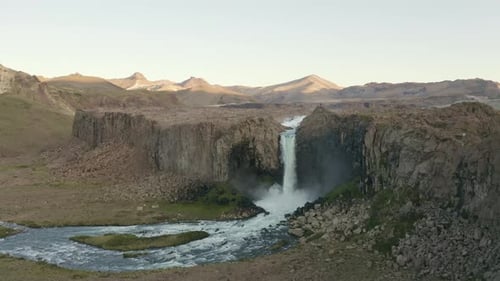 Waterfall in barren landscape, Tromso, Norway