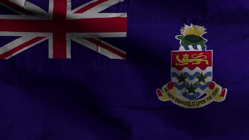 Cayman Islands Flag Waving Seamless Loop with Fabric Texture