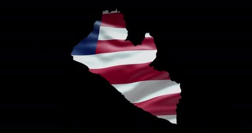 Liberia Map Outline with Waving Flag Animation