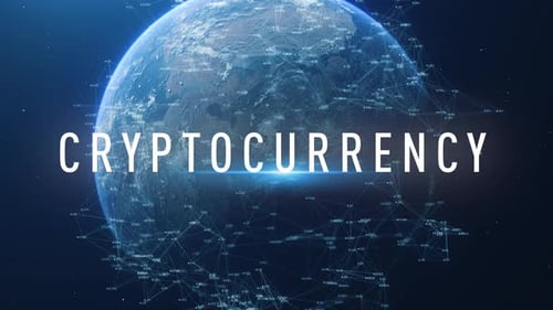 Futuristic Cryptocurrency Title with Digital Earth Network