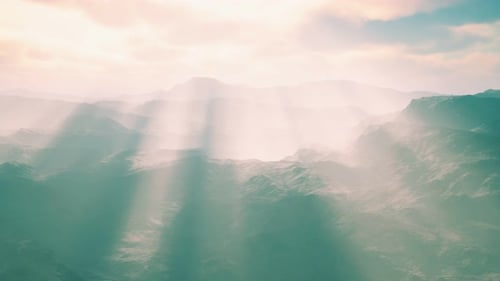 Aerial Vulcanic Desert Landscape with Rays of Light