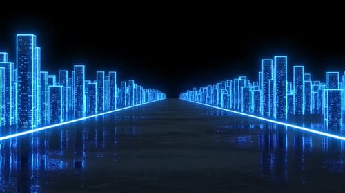 Digital Technology City Light Glow Loop with Alpha