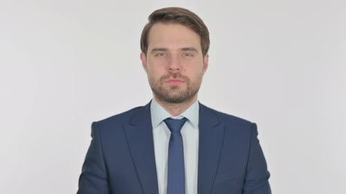 Jeune homme avec doigt sur les lèvres, Silence Yellow Screen