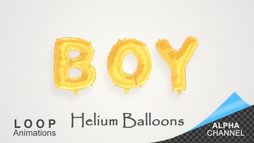 Golden Foil Boy Balloon Text Loop Animation