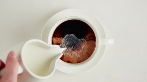 Black Tea with Milk in Cup Top View