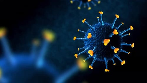 Coronavirus Cell Virtual Model on Black Background