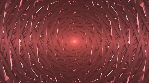 Abstract Geometric Tunnel Animation with Twisting Red Hexagons