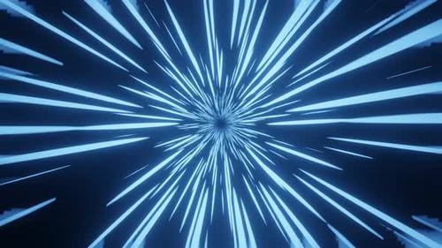 Blue Neon Light Speed Hyperspace Tunnel Motion Background