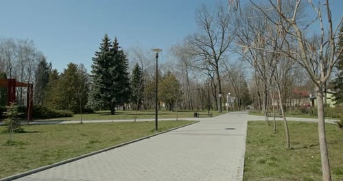 Leerer Park an sonnigem Tag
