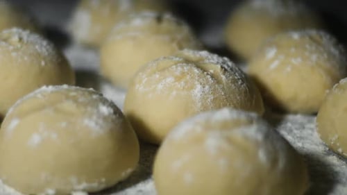 Close Up of Fresh Bread Rolls Before Baking