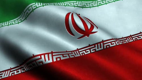Waving Flag of Iran Realistic Fabric Animation