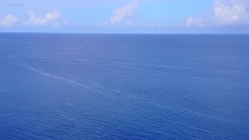 Drone view sky of tropical shore beach journey by blue sea and sand background