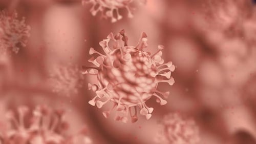 3D Animated Virus Cell Rotating in Microscopic View
