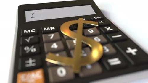 Dollar Money Symbol on the Keys and INVEST Text on Calculator