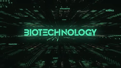 Futuristic Biotechnology Text Reveal in Digital Space