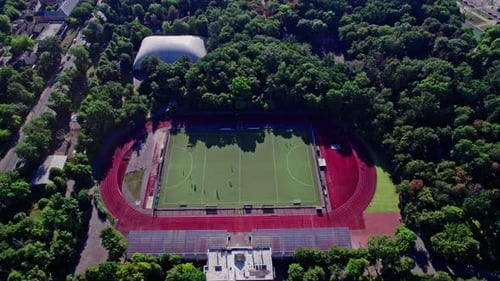 Aerial View of Small Soccer or Football Stadium