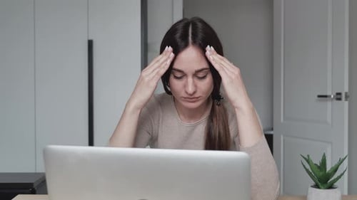 Depressed Desperate Woman Feeling Worried About Financial Problem Doing Paperwork