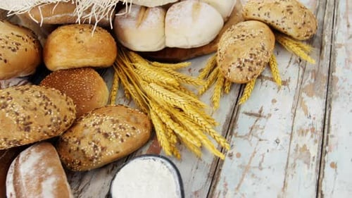 Rustic Baked Goods on a Wooden Table