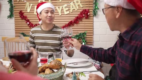 Friends and Family Celebrate Christmas Holiday Together