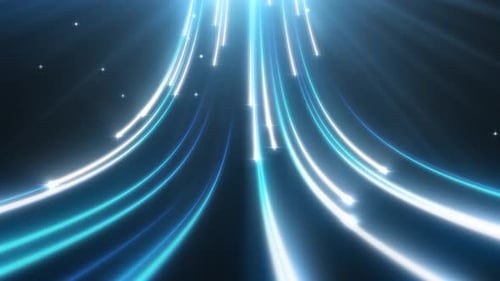 Magical Glow Particle Trails of Digital Data Stream Flow Light Rays - 4K