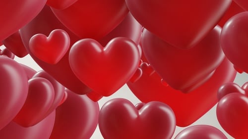 Romantic 3D Floating Red Hearts Overlay