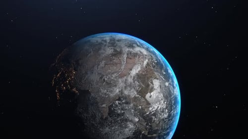 Realistic Planet Earth Rotation from Day to Night in Space